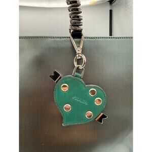 Prada studded heart keychain made of green saffiano leather